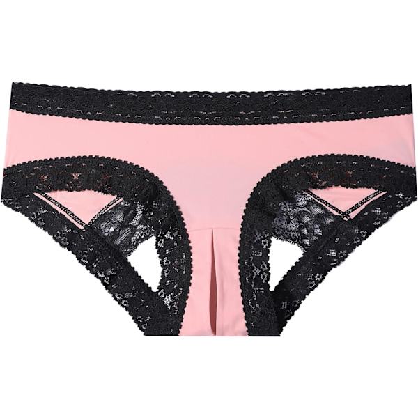 ano Grenlösa bekväma nätkalsonger Sexiga trosor Spets med rosett Rosa X-Large