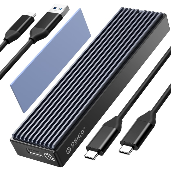 M.2 NVMe SSD-hölje, USB 3.2 Gen 2 (10 Gbps) till NVMe PCI-E M.2 SSD case Stöd UASP för NVMe SSD Storlek 2230/2242/2260/2280(upp till 4TB)-M2PV NVME&SA
