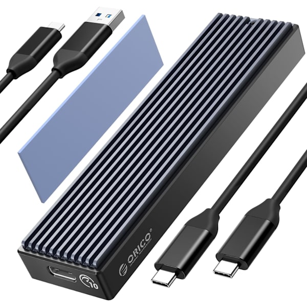 M.2 NVMe SSD-hölje, USB 3.2 Gen 2 (10 Gbps) till NVMe PCI-E M.2 SSD-hölje Stödjer UASP för NVMe SSD-storlek 2230/2242/2260/2280 (upp till 4 TB) - M2PV NVME&SA
