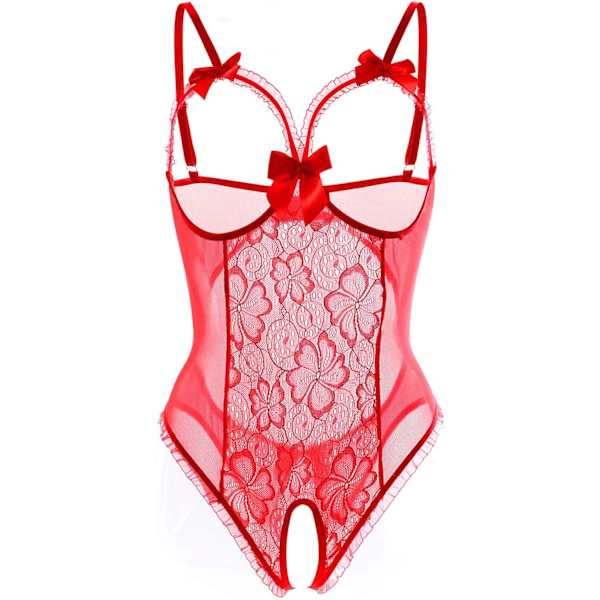 gerie för kvinnor En-delad Teddy Lingerie Sexig Bodysuit Spets Nattlinne Röd Stor