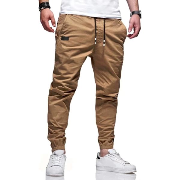 Utomhus Jogging Casual Byxor Slim Joggers Träning Byxor för Löpning Sweatpants Vandring Khaki X-Large