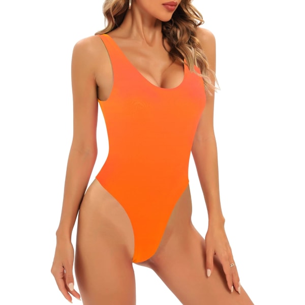 le Fish Damkläder 80-tals Kostymer Läppar Tryckta Neon Retro Scoop-Neck Thong Bodysuits Dubbel Lager Så Stor