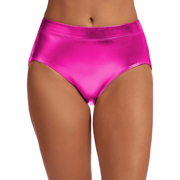 GILY Dam glänsande trosor metalliska shorts Booty Dance Festival Bottoms Fuchsia X-Large