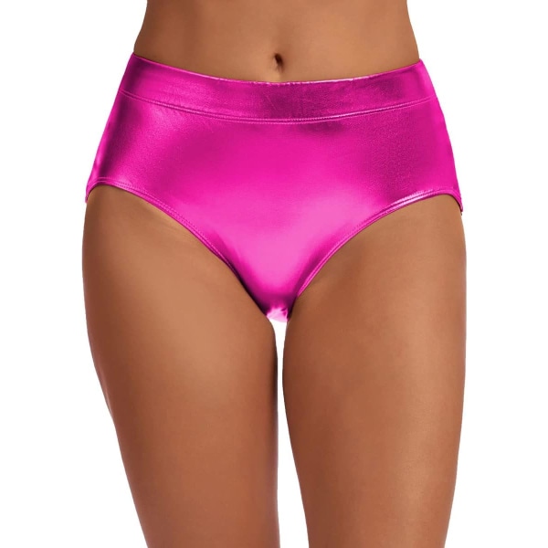 GILY glänsande byxor för kvinnor Metalliska shorts Booty Dance Festival Bottom Fuchsia X-Large