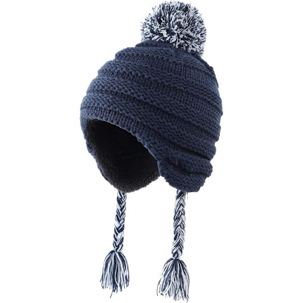 racy Toddler Earflap Beanie för pojkar flickor barn Sherpa fodrad vinter stickad mössa marinblå 3-8 år