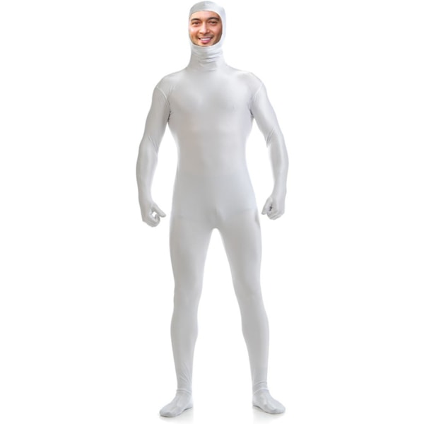 amHigh DH Herr Dam Lycra Spandex Helkroppsdräkt Zentai Kostym-Öppet ansikte Vit Medium