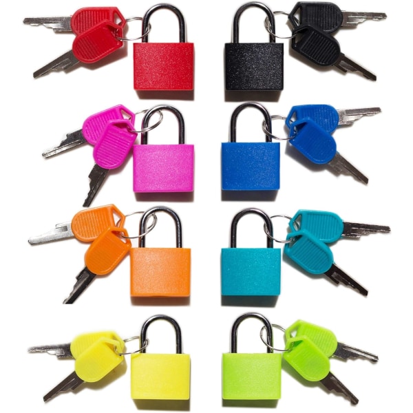 ssa hänglås (10-pack) Litet hänglås med nyckel för bagagelås, ryggsäck, gym skåplås, resväska lås, klassrumsmatch Multicolor, Chro