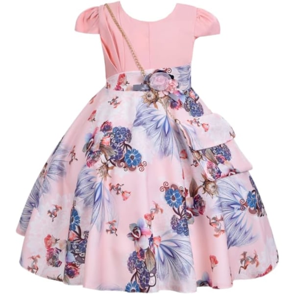 Cosplay Elegant Flower Glown Dress för flickor Unga vuxna Mode Båge Blomma Barn Fest Festival Åldrar 5-9 år gammal Persika - 6 5T