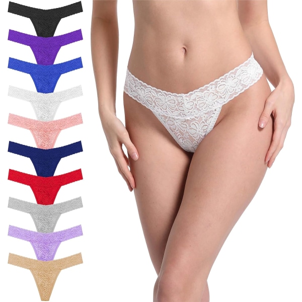 y Stretch Blend Micro T Back Low Rise Cheeky Exotic Thongs Variety invisible Mönster Kvinnor Underkläder Regular & Plus Storlek 10 Stycken Spets Liten