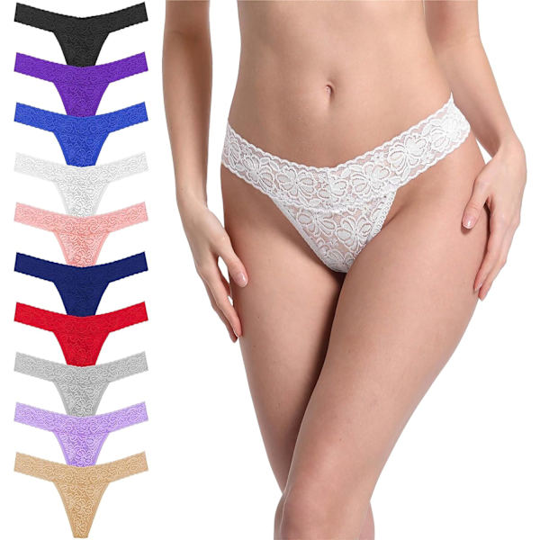 y Stretch Blend Micro T Back Low Rise Cheeky Exotic Thongs Variety invisible Mönster Kvinnor Underkläder Regular & Plus Storlek 10 Stycken Spets Stor