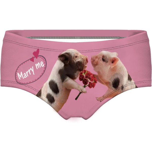 KAIJIA Dam Fashion Flirty Sexy Funny Naughty 3D Tryckt Söta Djur Underkläder Briefs Gåvor Marry Me X-Large