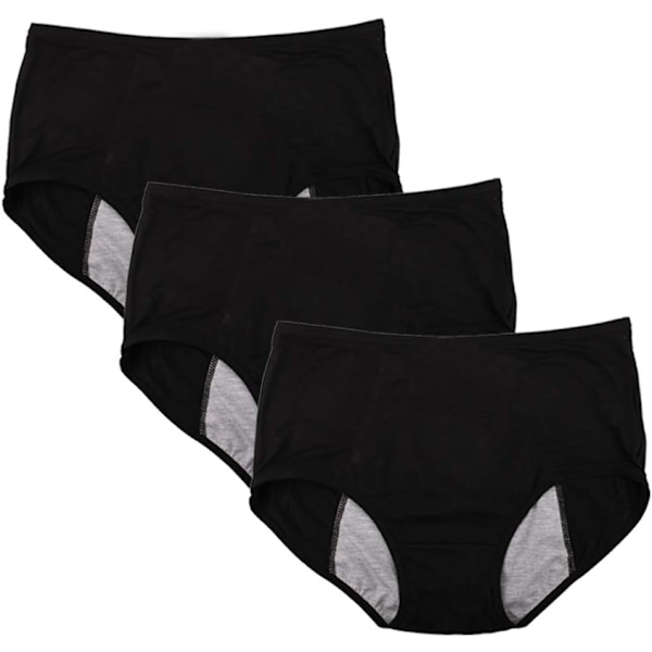 I FASHION Bambu Viscose Fiber Brief Menstruationsläckagesäkra trosor Multi Pack US Storlek XXS-3XL/10 Svart-3 Pack X-Small
