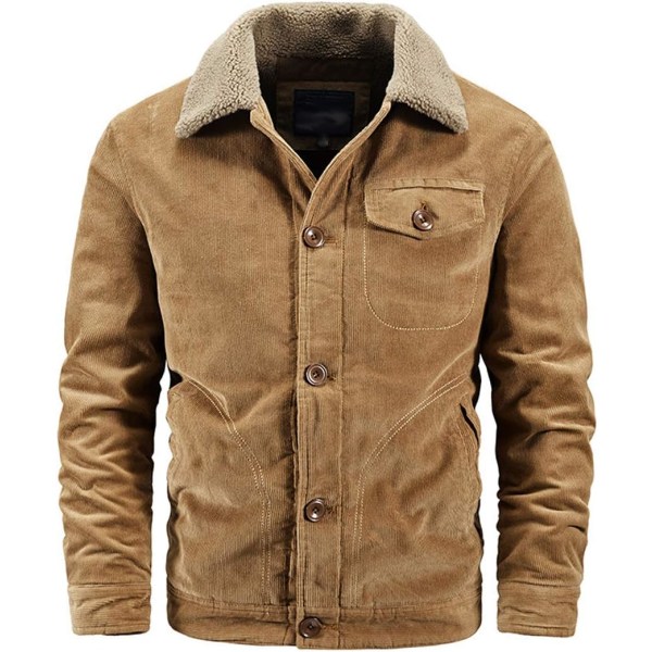 gsui Herr Corduroy Sherpa Foder Trucker Kavajslag Jacka Khaki Liten