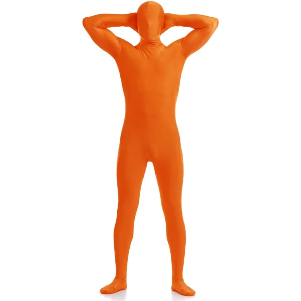ler Spandex för män och kvinnor för hela kroppen Zentai Costume Bodysuit Orange XX-Large