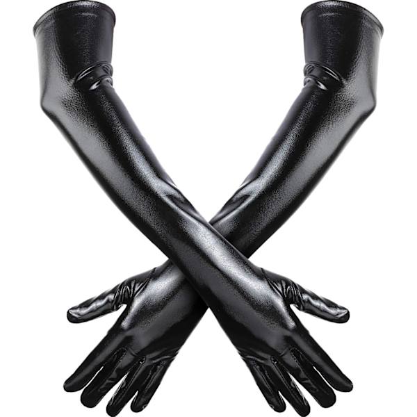21 tum metallhandskar långa glänsande operahandskar fläck cosplay handskar unisex