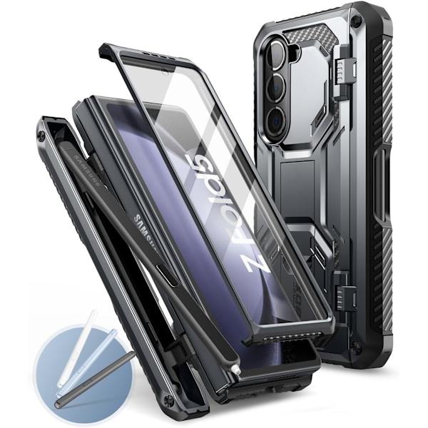 lason Armorbox Designad för Samsung Galaxy Z Fold 5 Fodral ( Släpp) med Pennhållare & 3 Silikonpennskydd, Full Bo Svart