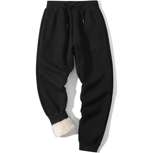 MEA Herrar Varm Sherpa Fleece Fodrade Joggingbyxor Vinter Tjocka Spår Aktiva Löpning Joggerbyxor Stängda Botten Bl Large