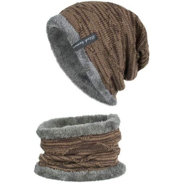 oway Vinter Stickad Mössa Varm Baggy Slouchy Skalle Mössa Fleece Skidmössa