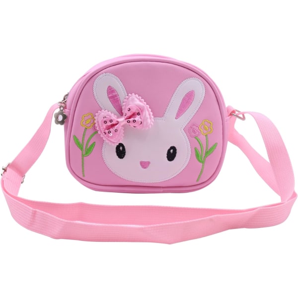 YC Små flickors söta kanin Crossbody-väska Liten rosett Axelväska Handväska för barn Småbarn En rosa kanin
