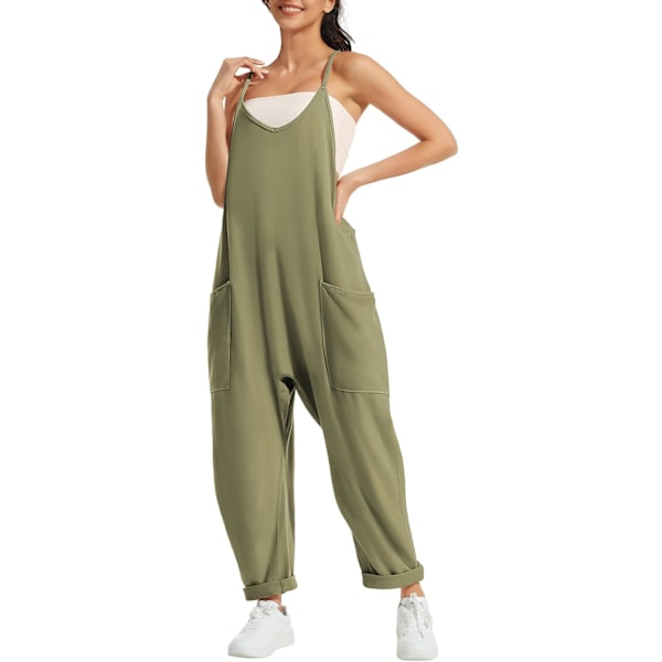 MILE Jumpsuits för kvinnor Casual Summer Rompers Ärmlös Lös Spaghetti Rem Baggy Overalls Jumpers med fickor 2023