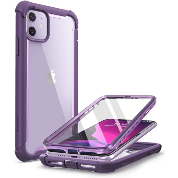 lason Ares Case för iPhone 11 6,1 tum (2019 Release), Tåligt genomskinligt Case med två lager med inbyggt Screen Protecto Purple Case
