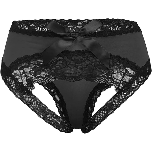 UYER Dam Sexiga Spetsunderkläder Trosor med Söt Rosett Midnatt Lingerie Kalsonger Svart 3X-Large