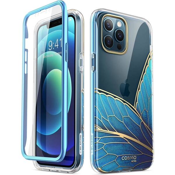 lason Cosmo Series Skal för iPhone 12 Pro Max 6,7 tum (2020 Release), Slim Full-Body Stylish Protective Case med inbyggd fjäril