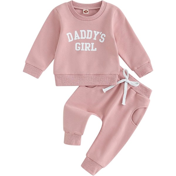 Daddys Girl långärmad pullover sweatshirt stretch joggingbyxor spädbarn höst vinter outfit