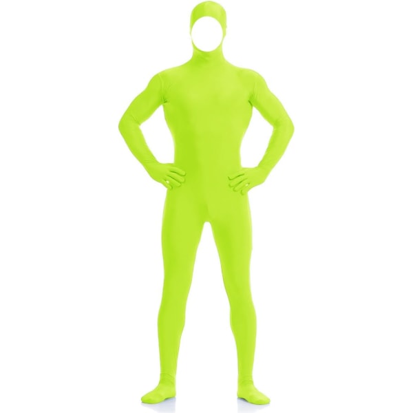 ler Spandex för män och kvinnor med öppet ansikte Helkropps Zentai Costume Body Ljusgrön Liten