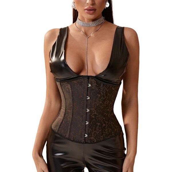 vila.Y Fashion Korsett Kvinnors Vintage Spets Benad Renaissance Korsett Brun Stor