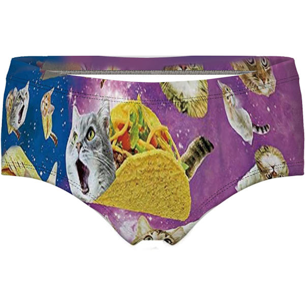 KAIJIA Dam Fashion Flirty Sexy Funny Naughty 3D Tryckt Söta Djur Underkläder Kalsonger Gåvor Katt Pizza Medium