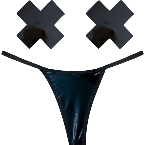 en naken Naughty Nix G-string med matchande Nipztix Pasties Dom Squad Wet V