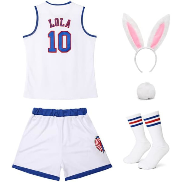 en Lola #10 Space Movie Kostymer Bunny Cosplay Sport / Cheerleading Topp & Shorts Outfit med 3 st tillbehör XS-XXL Sport Outfit X-Small