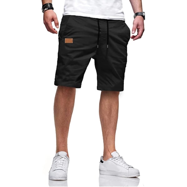 Herrshorts Casual Classic Fit Athletic Workout Golf Shorts Bomull Cargo Shorts för Män Sommar Strandshorts med 4 Fickor