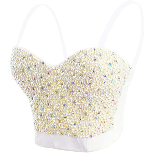 kiss Damkläder Pärlor Pärlbroderad Bustier Crop Top Push Up Club Fest Korsett Topp Flerfärgad X-Small