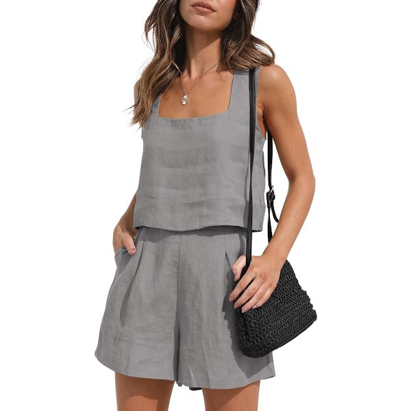 N Damkläder Två Delar Outfits Linne Matchande Set 2 Delar Lounge Shorts Crop Tank Tops 2023 Trendiga Kläder Sommarsemester