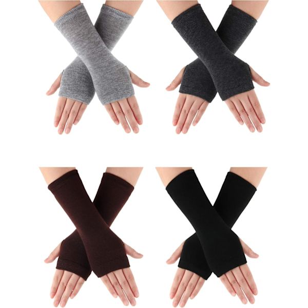4 par handledslösa vantar med tumhål Unisex kashmir varma handskar