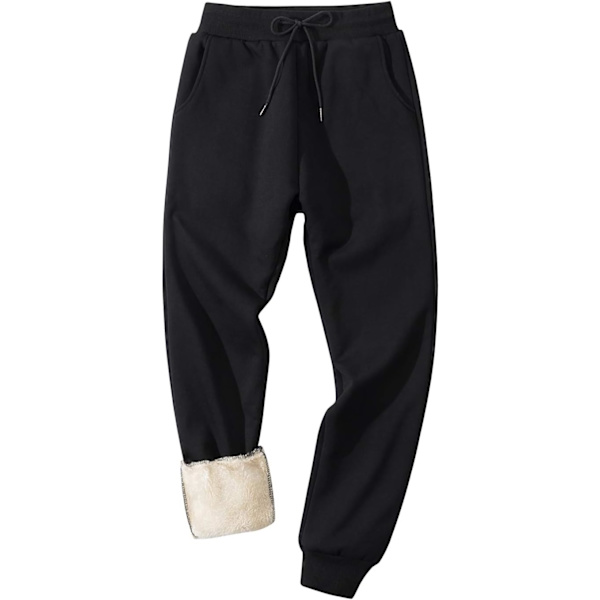 MEA Herr Vinter Varma Fleece Fodrade Joggingbyxor Sherpa Joggerbyxor med Fickor 02 Svart X-Large