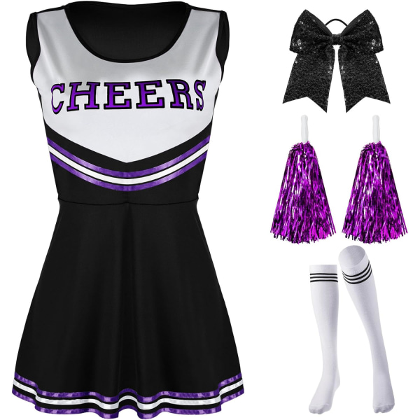 erleader Kostymer för flickor Kvinnor Cheer Outfit Fancy Dress för fest Svart X Large
