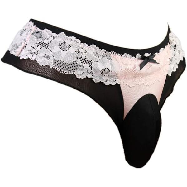 SY påse trosor herr spets trosa G-string bikini kalsonger hipster heta underkläder sexiga för män VC Ljusrosa/Svart Stor