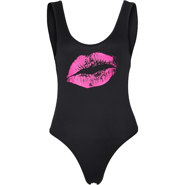 le Fish Damkläder 80-tals Kostymer Läppar Tryckta Neon Retro Scoop-Neck Thong Bodysuits Enkelt Lager Bl Large