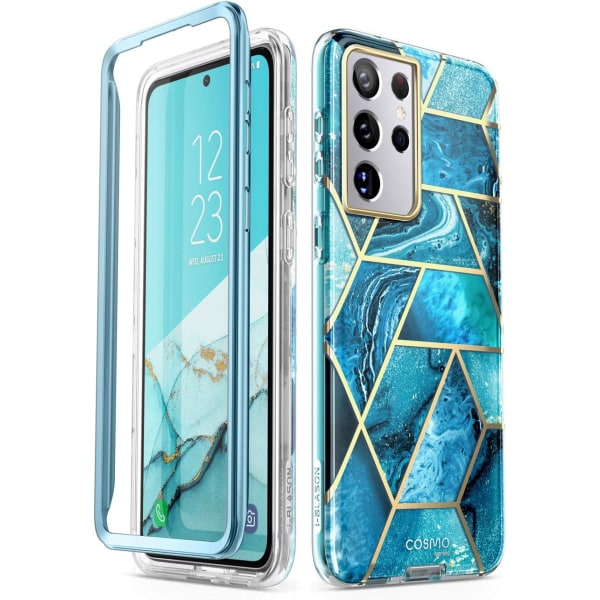 lason Cosmo-serien för Samsung Galaxy S21 Ultra 5G- case, tunt helkroppsligt snyggt case utan inbyggd skärm Ocean