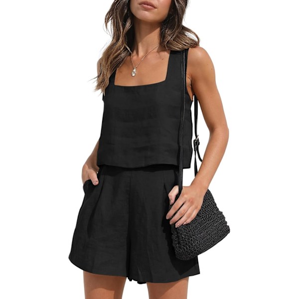 N Damkläder Två Delar Outfits Linne Matchande Set 2 Delar Lounge Shorts Crop Tank Tops 2023 Trendiga Kläder Sommarsemester