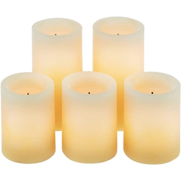 Cdle Impressions Ombre Design Pelare Äkta Vax Flamlösa Ljus med Automatisk Timerfunktion - Set om 5 - Smörkräm