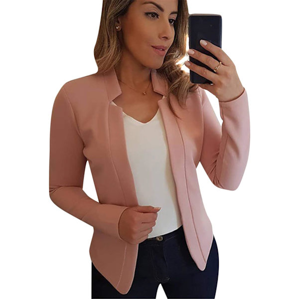 TAY Dam långärmad enfärgad kavaj öppen framtill lös kavaj jacka Z-rosa 3X-Large