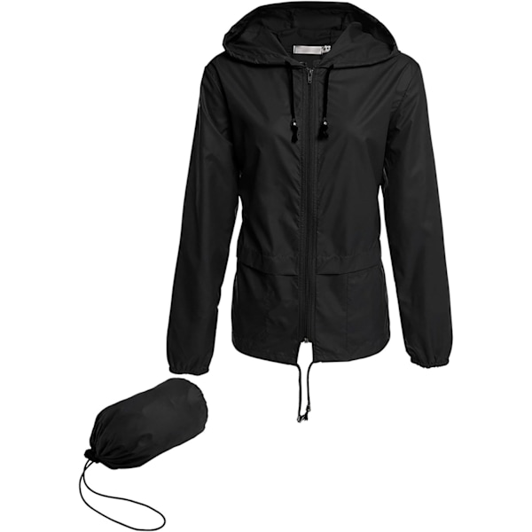 ogue Regnrock Kvinnor Lätt Vattentät Regnjackor Packable Utomhus Huva Vindjacka Svart 3X-Large