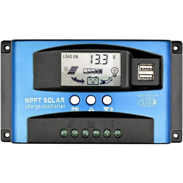 1A MPPT solcellsladdningsregulator Dubbel USB LCD-display 12V 24V Automatisk solcellspanel laddningsregulator med belastning