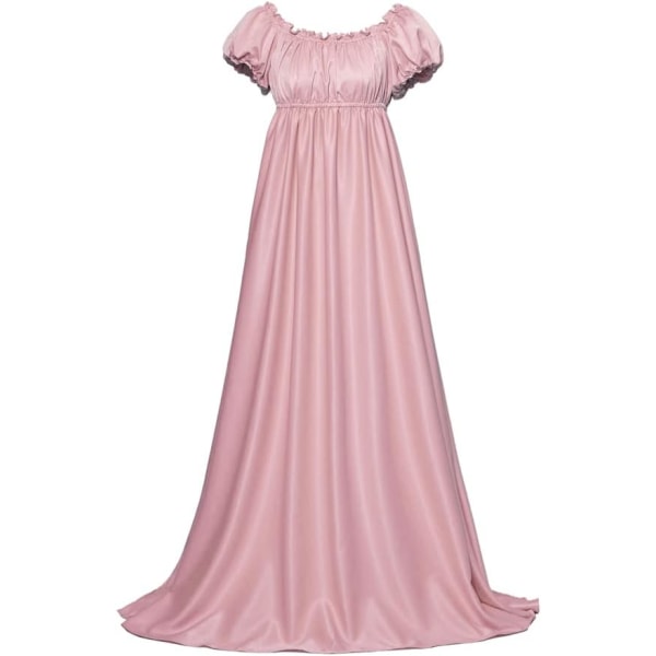 e Dress Regency Victorian Tea Party Gown Jane Austen Inspirerad Klänning för Kvinnor Rosa Liten-Mellan