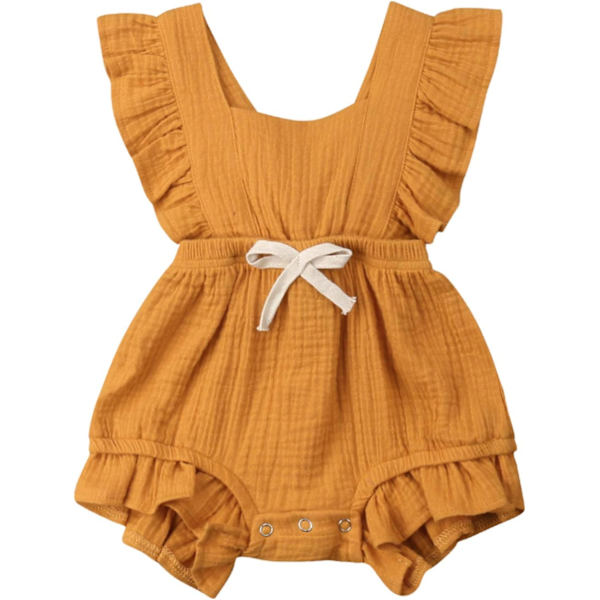 GOGO Baby Flickor Volang Rompers Ärmlös Bomull Romper Body Jumpsuit Kläder