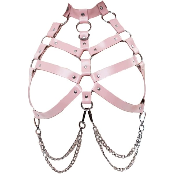 ther Body Chain Belt, Justerbar Sexig Bröstsele Midjekedjor för Kvinnor och Flickor Rosa